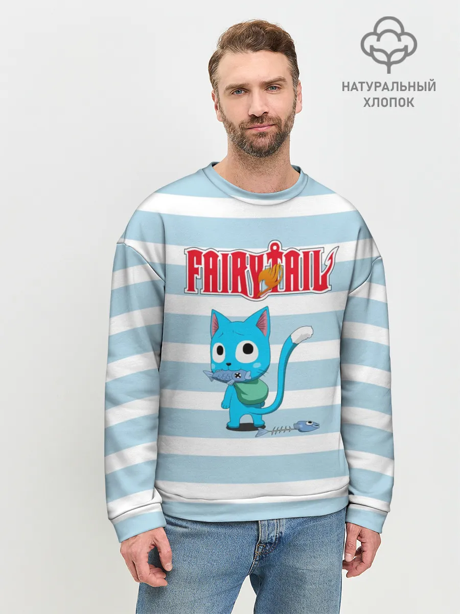 Мужской свитшот базовый / Кот на полосочках