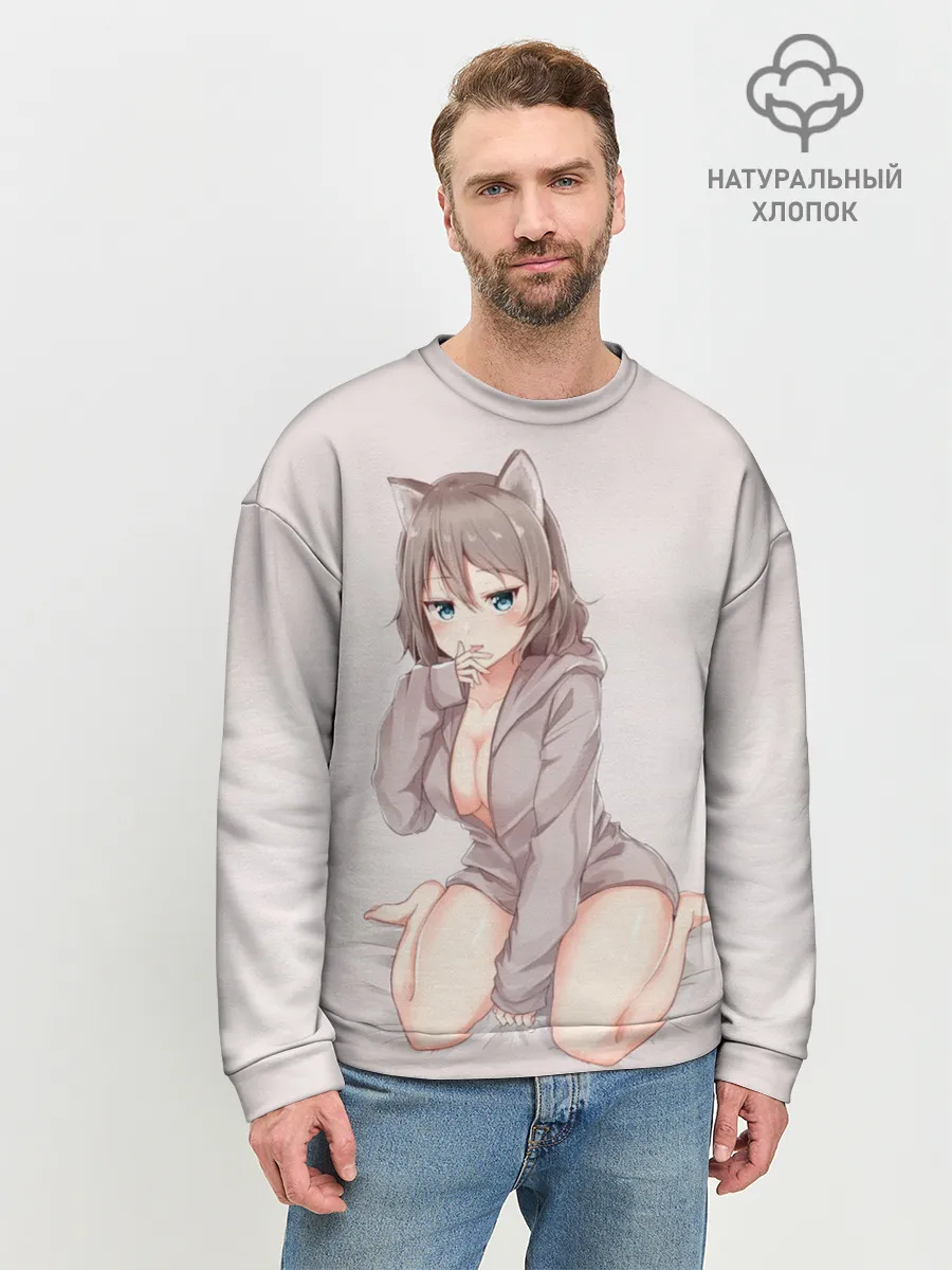 Мужской свитшот базовый / Аниме котёнок