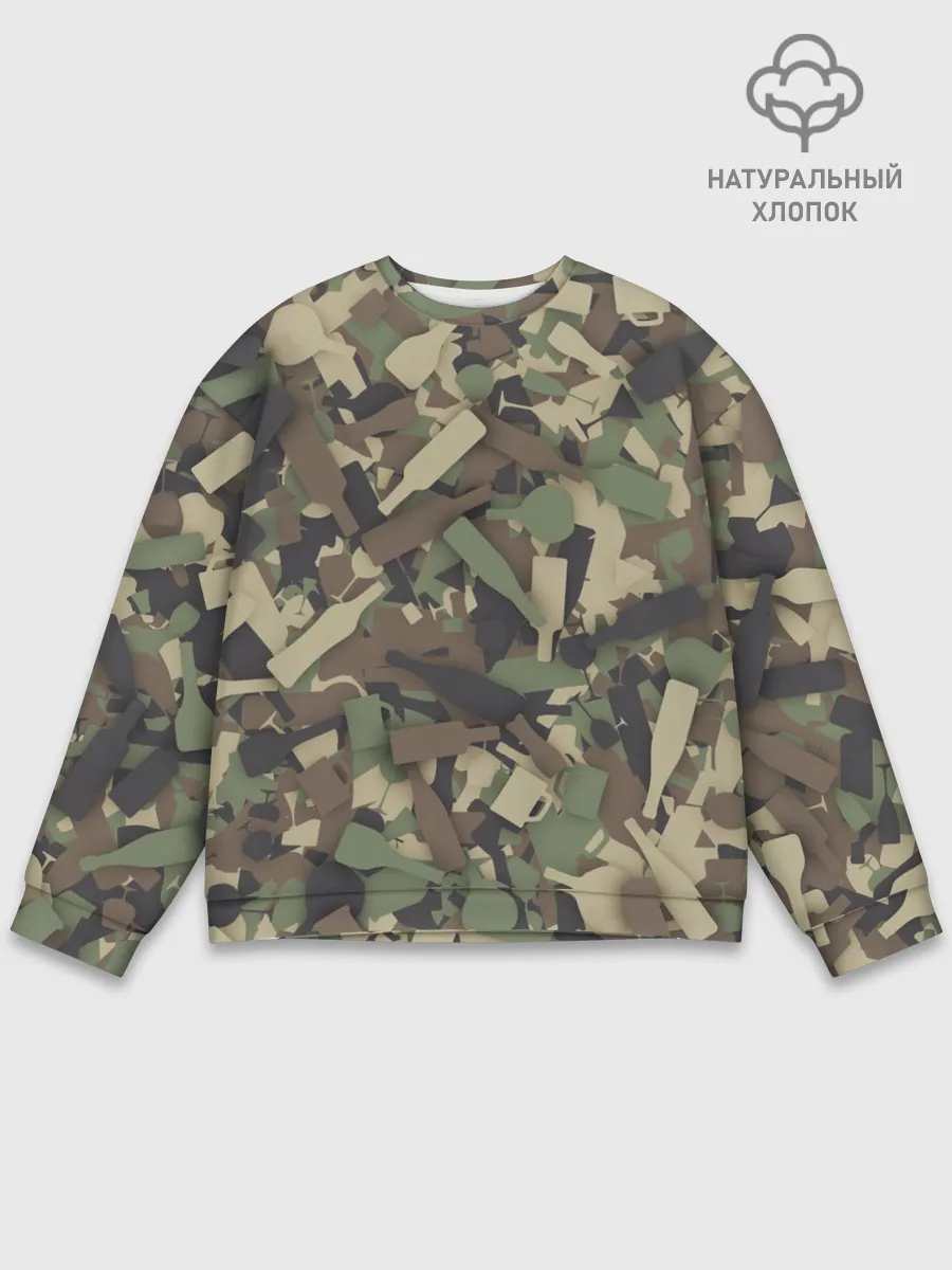 Мужской свитшот базовый / Лесной камуфляж с бутылками