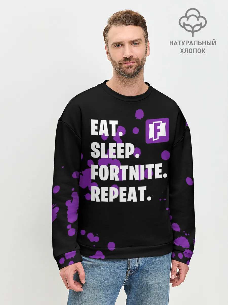 Мужской свитшот базовый / Eat Sleep Fortnite Repeat