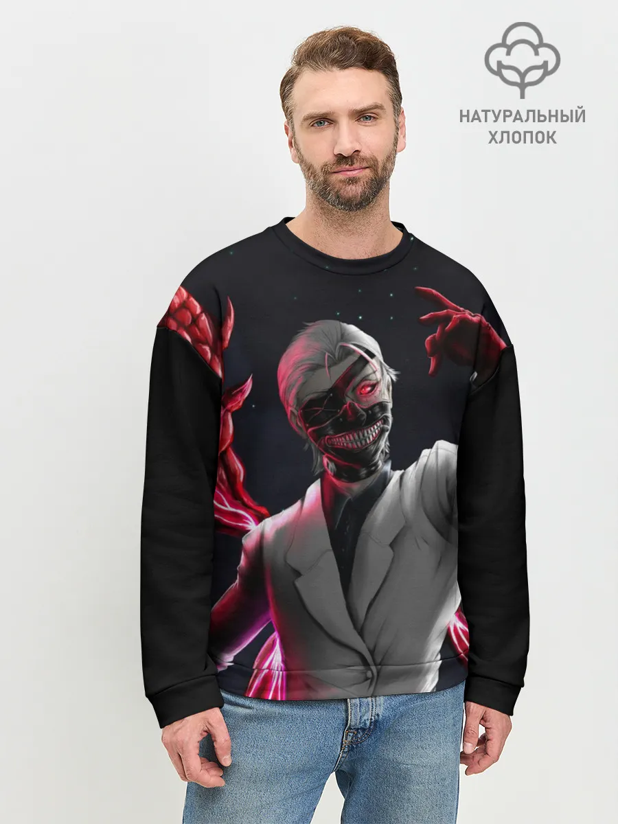 Мужской свитшот базовый / Ken Kaneki машет рукой