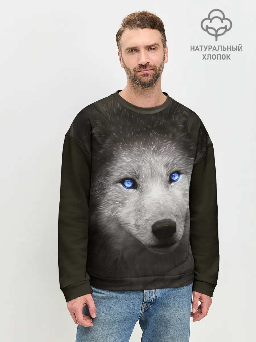 Мужской свитшот базовый / Голубоглазый волк