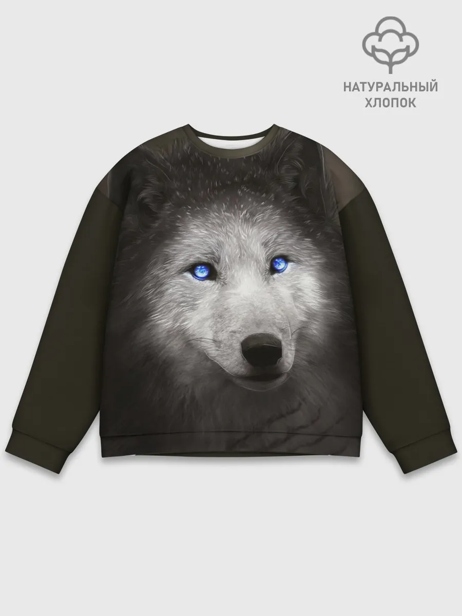 Мужской свитшот базовый / Голубоглазый волк