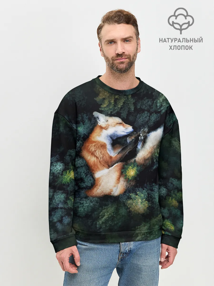 Мужской свитшот базовый / Лисичка в Лесу