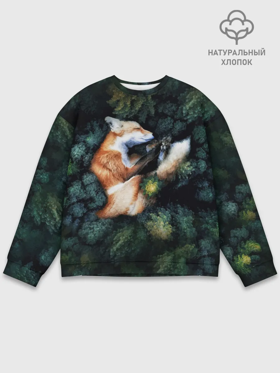 Мужской свитшот базовый / Лисичка в Лесу