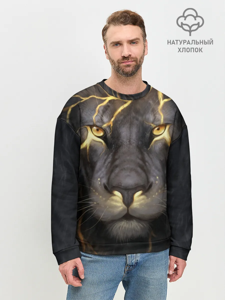 Мужской свитшот базовый / Лев с молнией