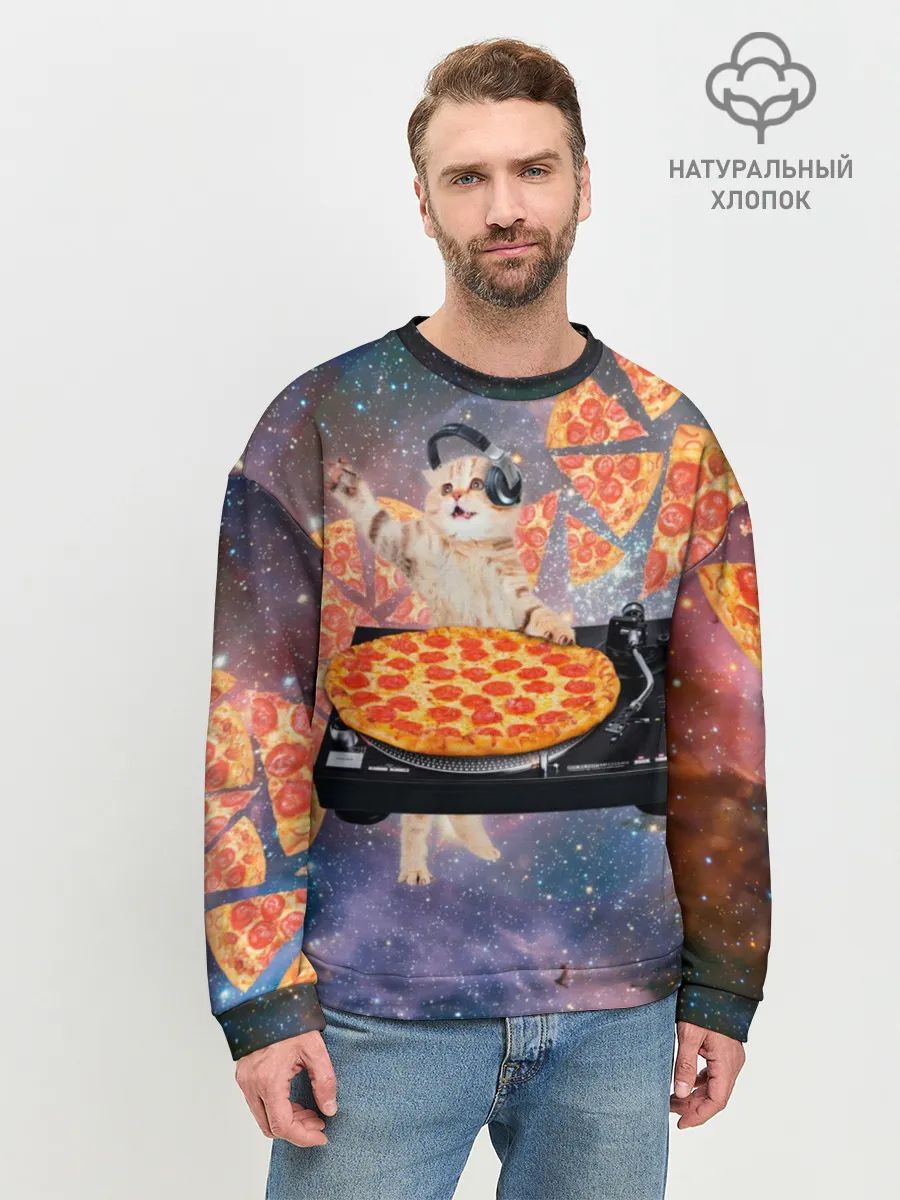 Мужской свитшот базовый / Кот Диджей