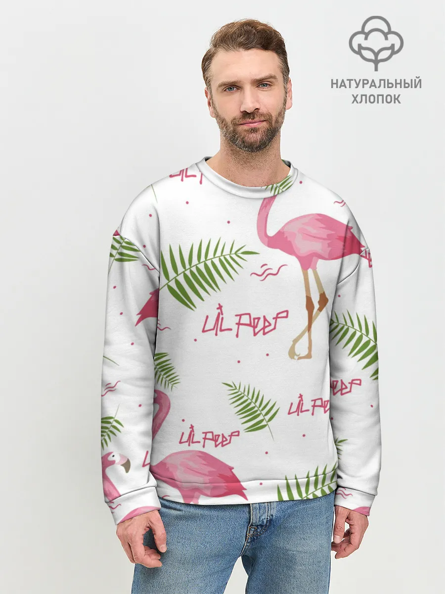 Мужской свитшот базовый / Lil Peep pink flamingo
