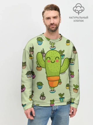 Мужской свитшот базовый / Веселый кактус