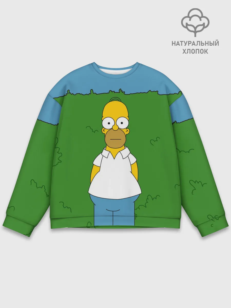 Мужской свитшот базовый / Гомер Симпсон в кустах