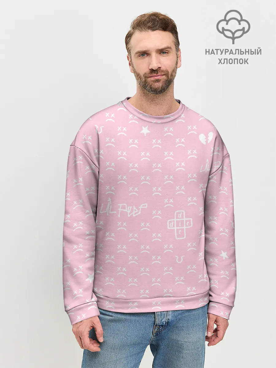 Мужской свитшот базовый / Lil Peep pink pattern