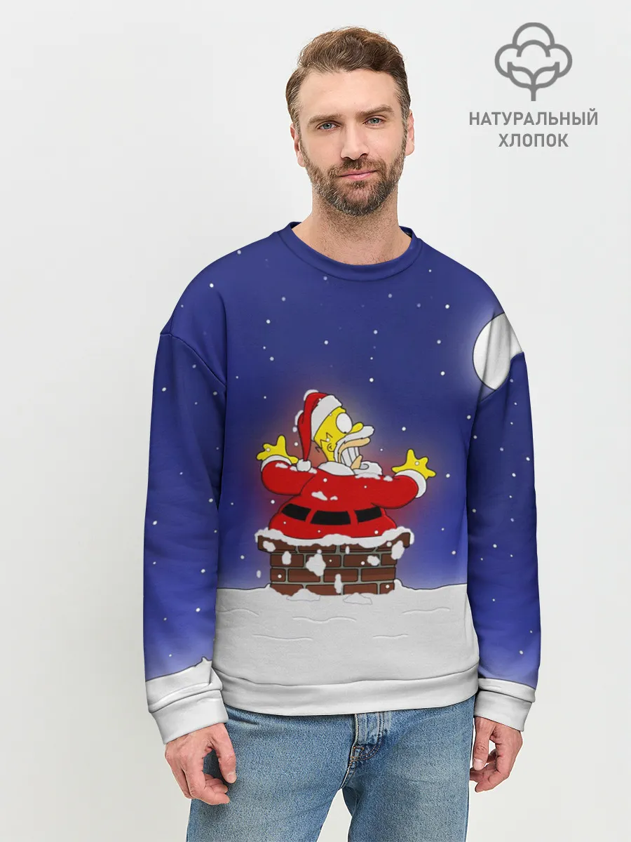 Мужской свитшот базовый / Гомер Санта Клаус