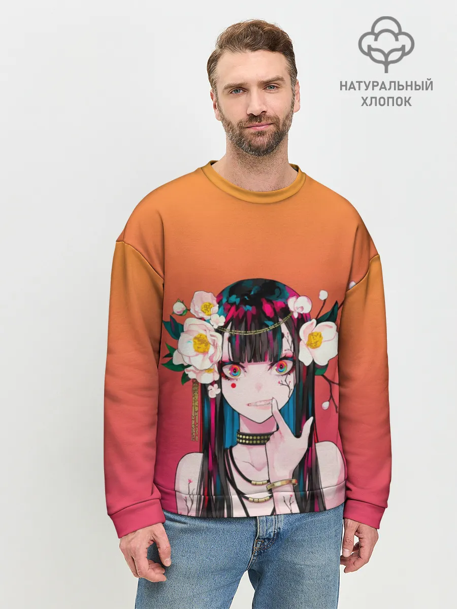 Мужской свитшот базовый / Девушка - сакура