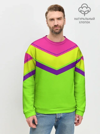 Мужской свитшот базовый / Цветные треугольники_ салатовы