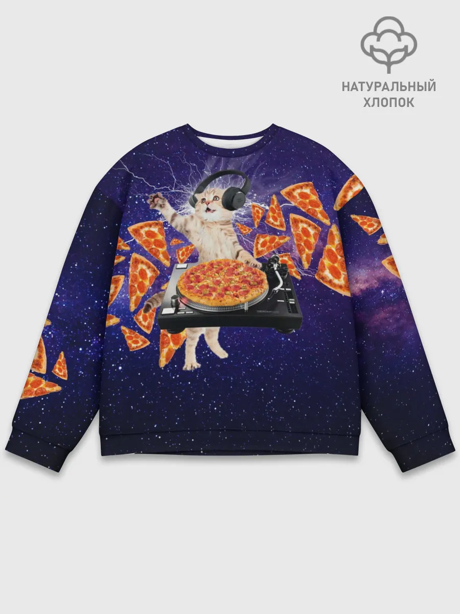 Мужской свитшот базовый / Пицца - Кот