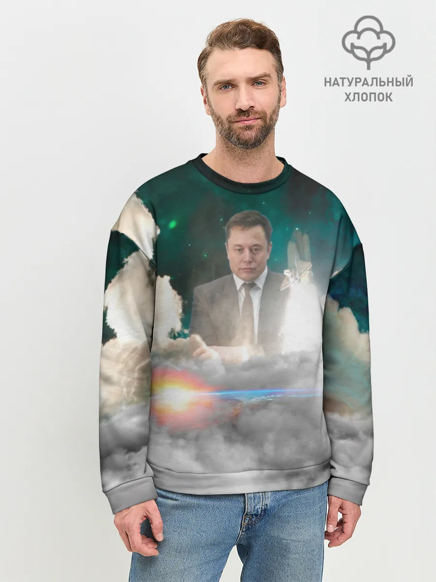 Мужской свитшот базовый / Elon Musk Thinker