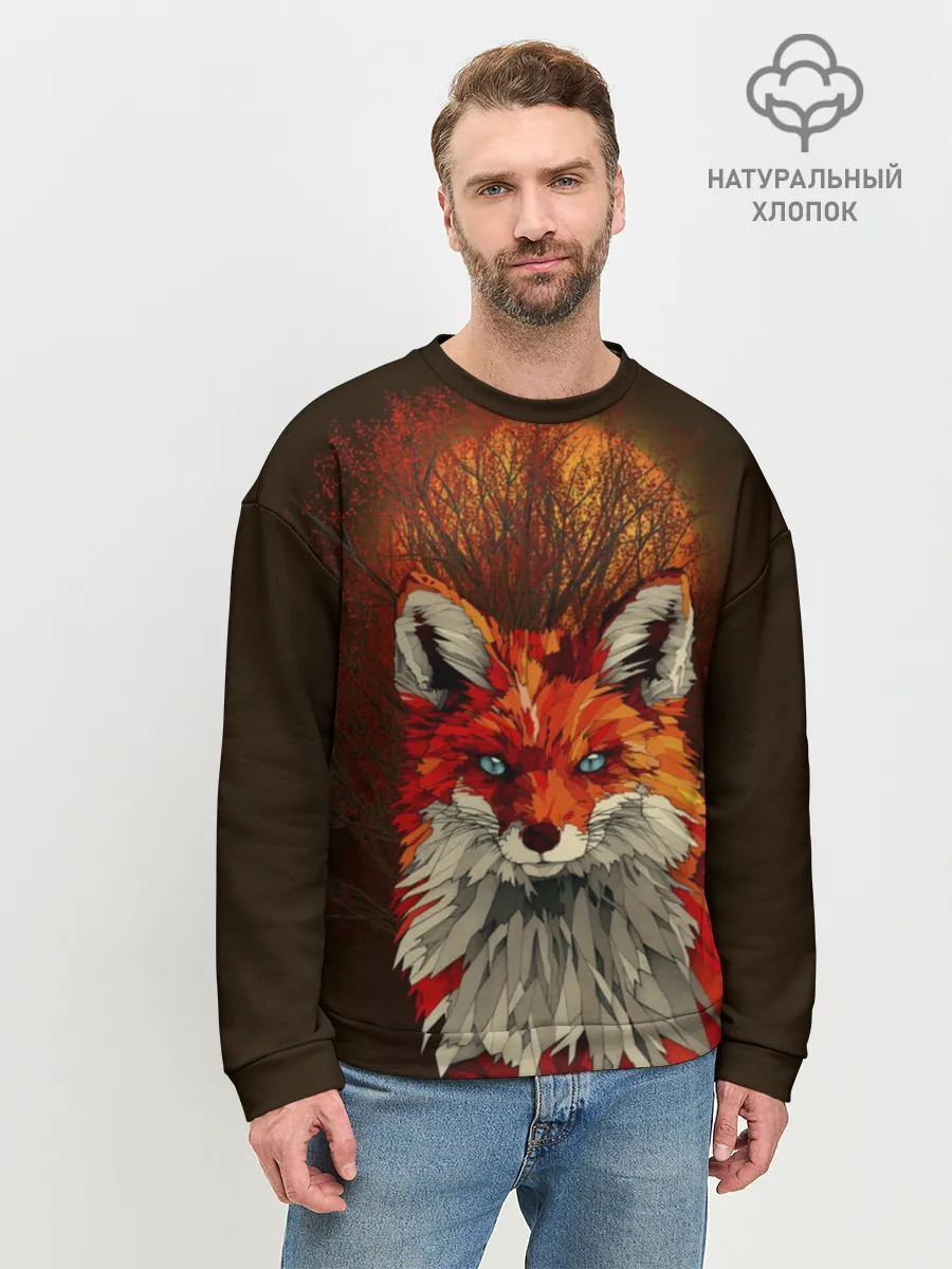 Мужской свитшот базовый / Лисичка и яркая луна