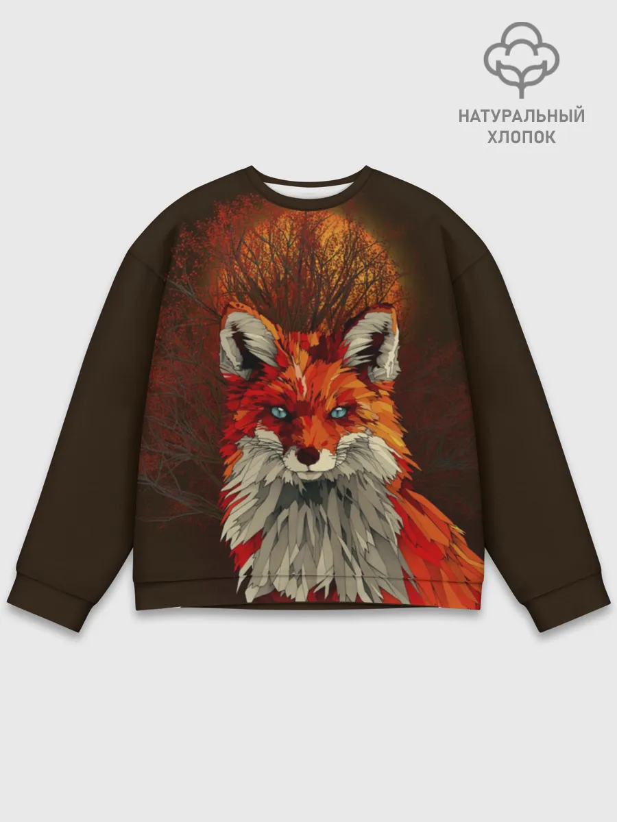 Мужской свитшот базовый / Лисичка и яркая луна