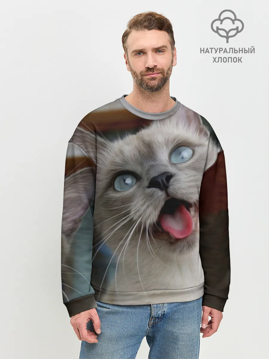 Мужской свитшот базовый / Сиамский котенок