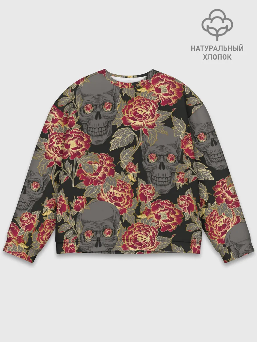 Мужской свитшот базовый / Черепа и розы