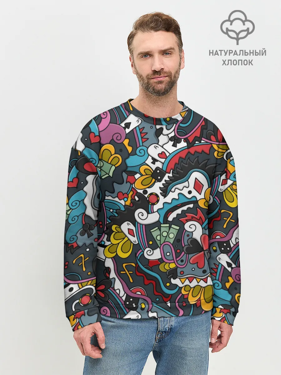 Мужской свитшот базовый / Покерный коллаж