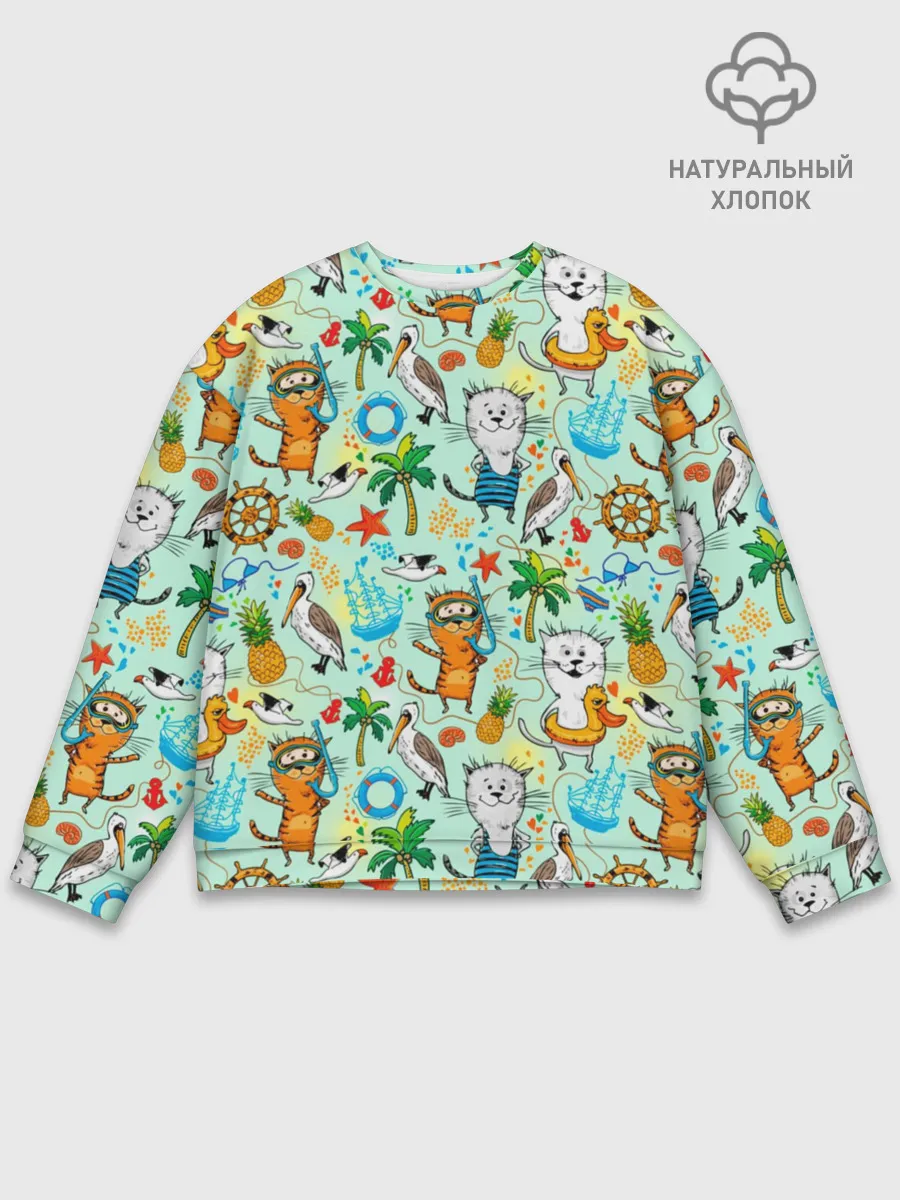 Мужской свитшот базовый / Коты на отдыхе