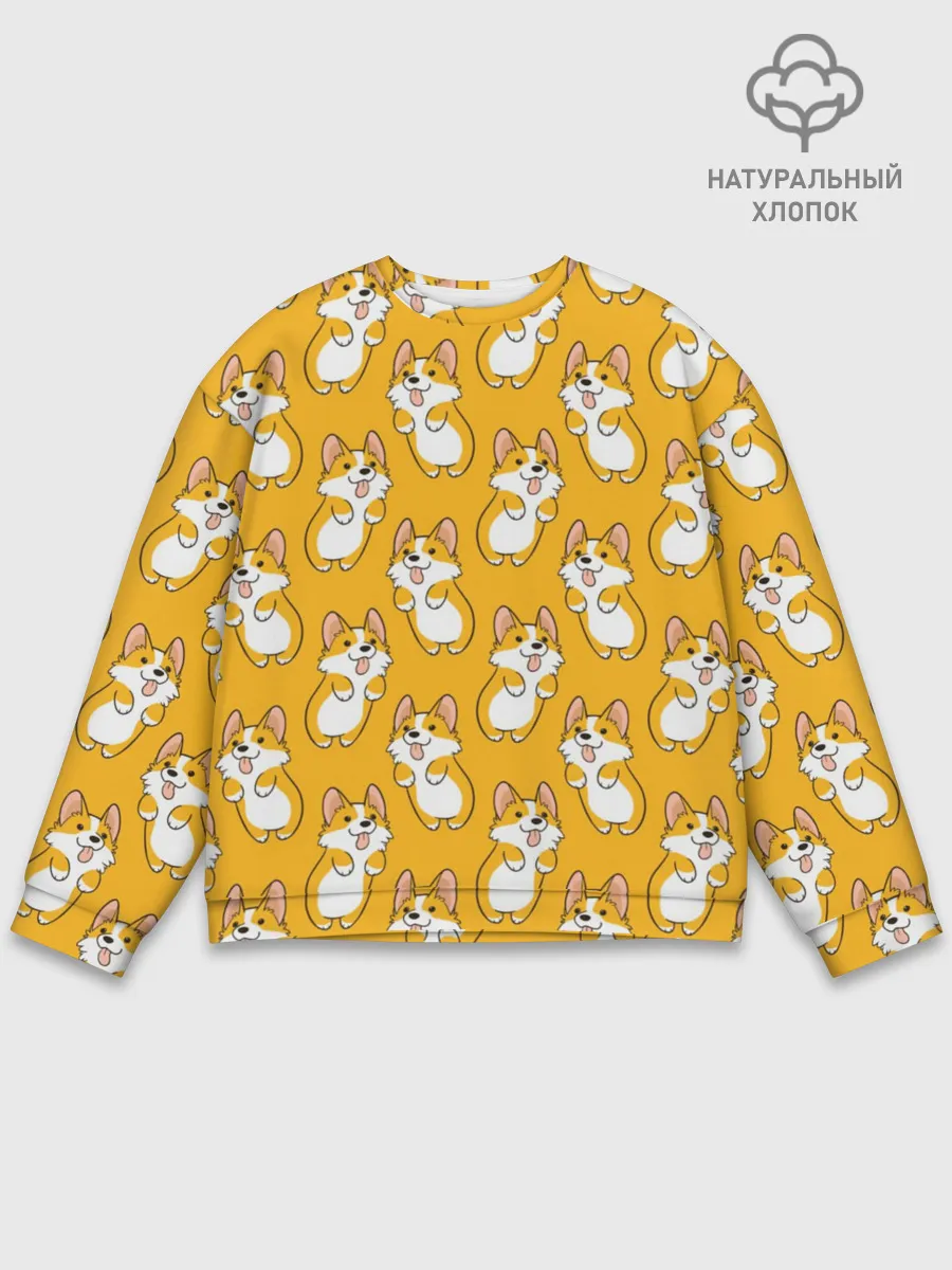 Мужской свитшот базовый / Корги Паттерн 2