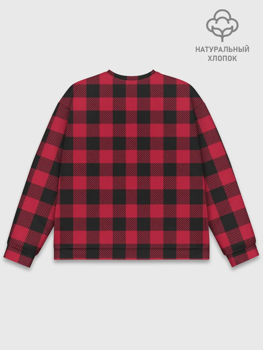 Мужской свитшот базовый / Красный паттерн крупная клетка