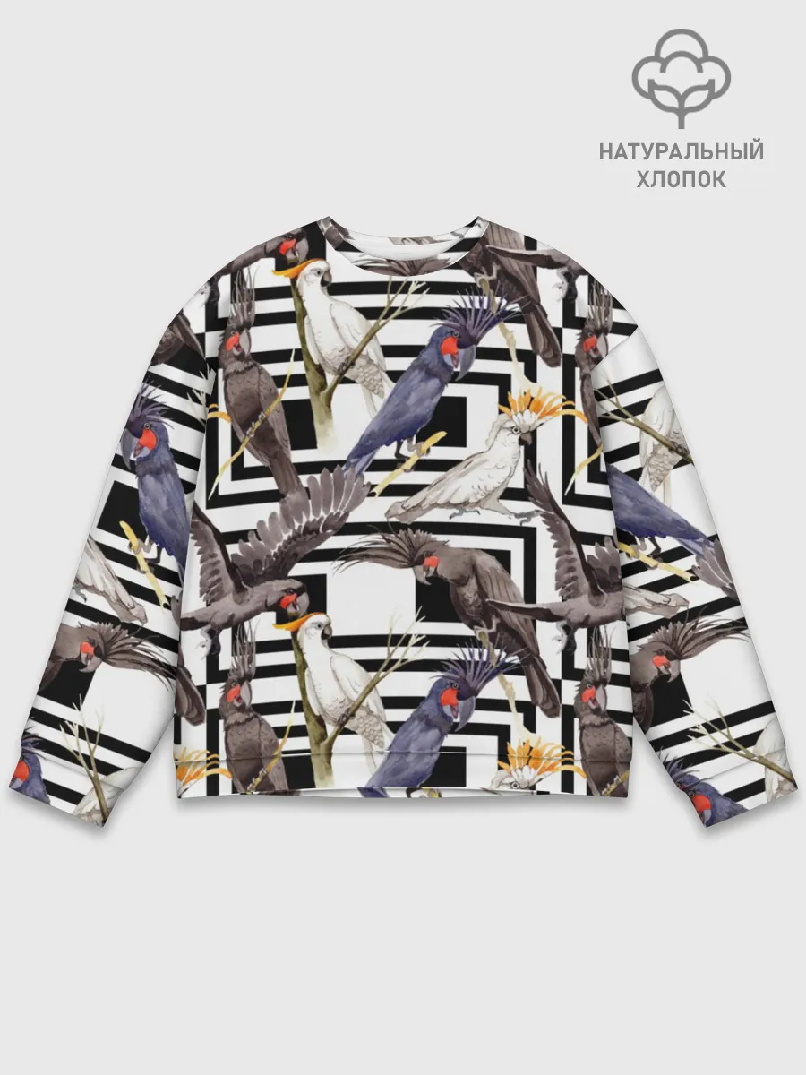Мужской свитшот базовый / Попугаи какаду