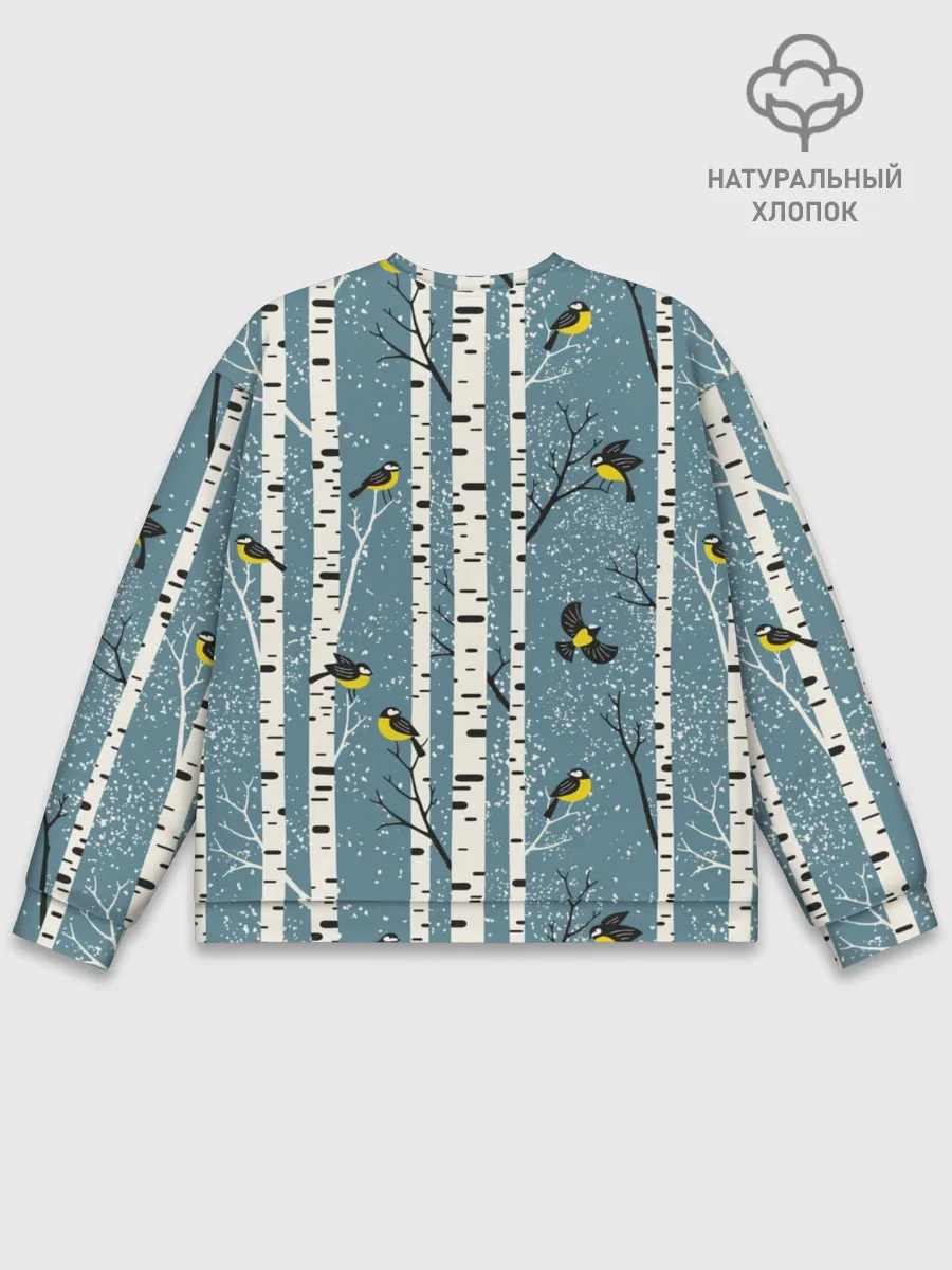 Мужской свитшот базовый / Синички на берёзах