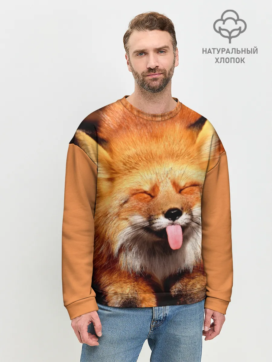 Мужской свитшот базовый / Лиса с языком