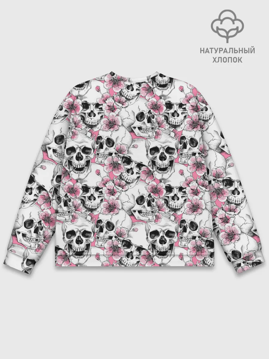 Мужской свитшот базовый / Черепа в цветах