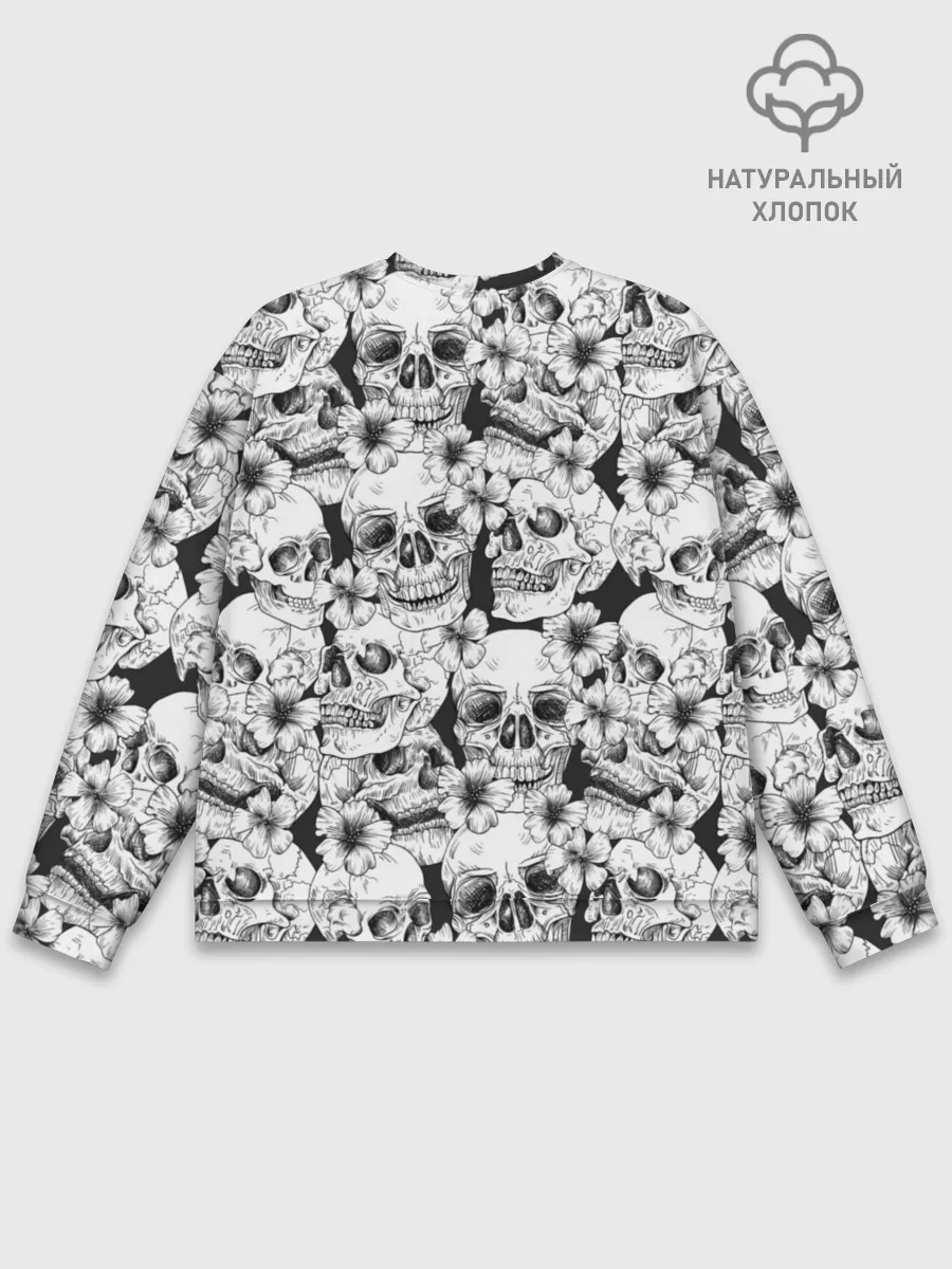 Мужской свитшот базовый / Черепа в цветах