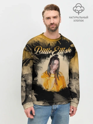 Мужской свитшот базовый / Billie Eilish Акварель