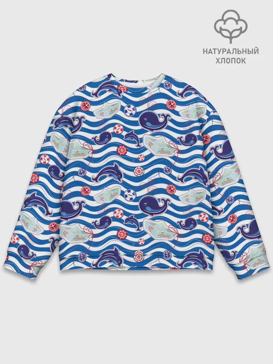 Мужской свитшот базовый / Киты и дельфины