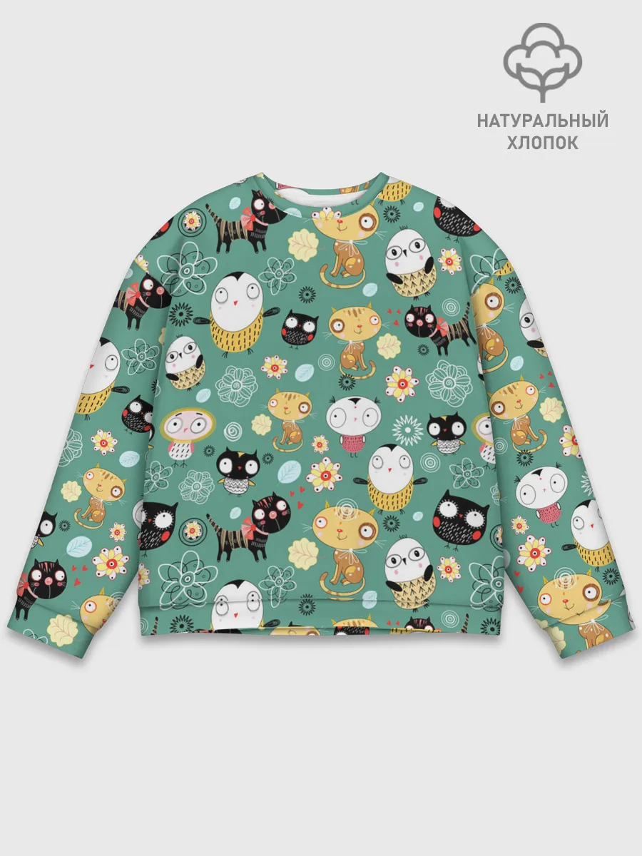 Мужской свитшот базовый / Совы и котики