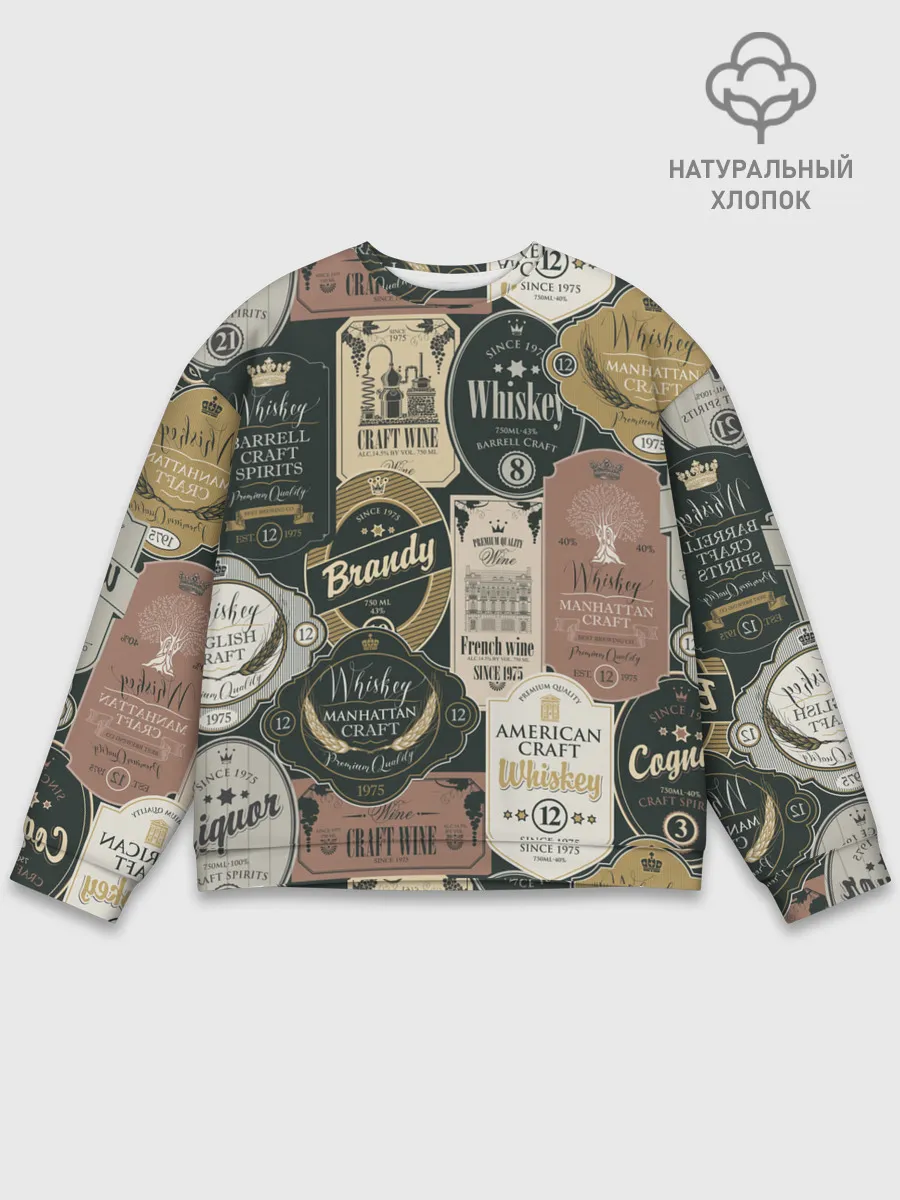 Мужской свитшот базовый / Этикетки мира Виски
