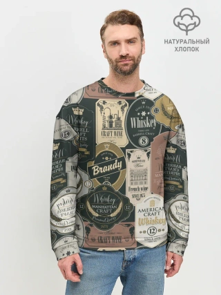 Мужской свитшот базовый / Этикетки мира Виски