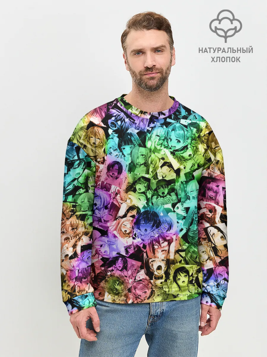 Мужской свитшот базовый / Радуга ахегао