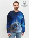Мужской свитшот базовый / Сердитый кот в космосе
