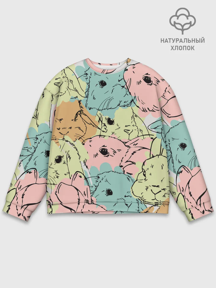 Мужской свитшот базовый / Акварельные Зайки