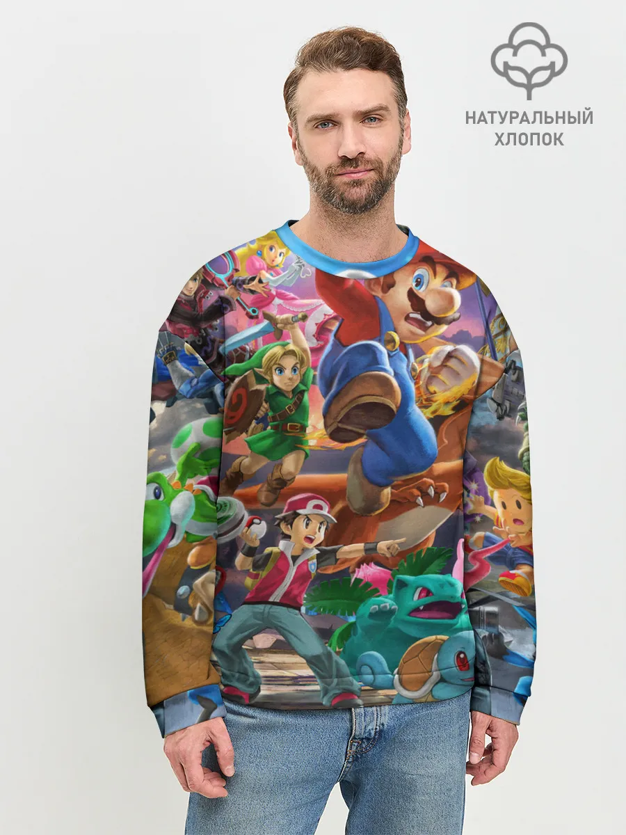 Мужской свитшот базовый / Super Smash Bros ultimate
