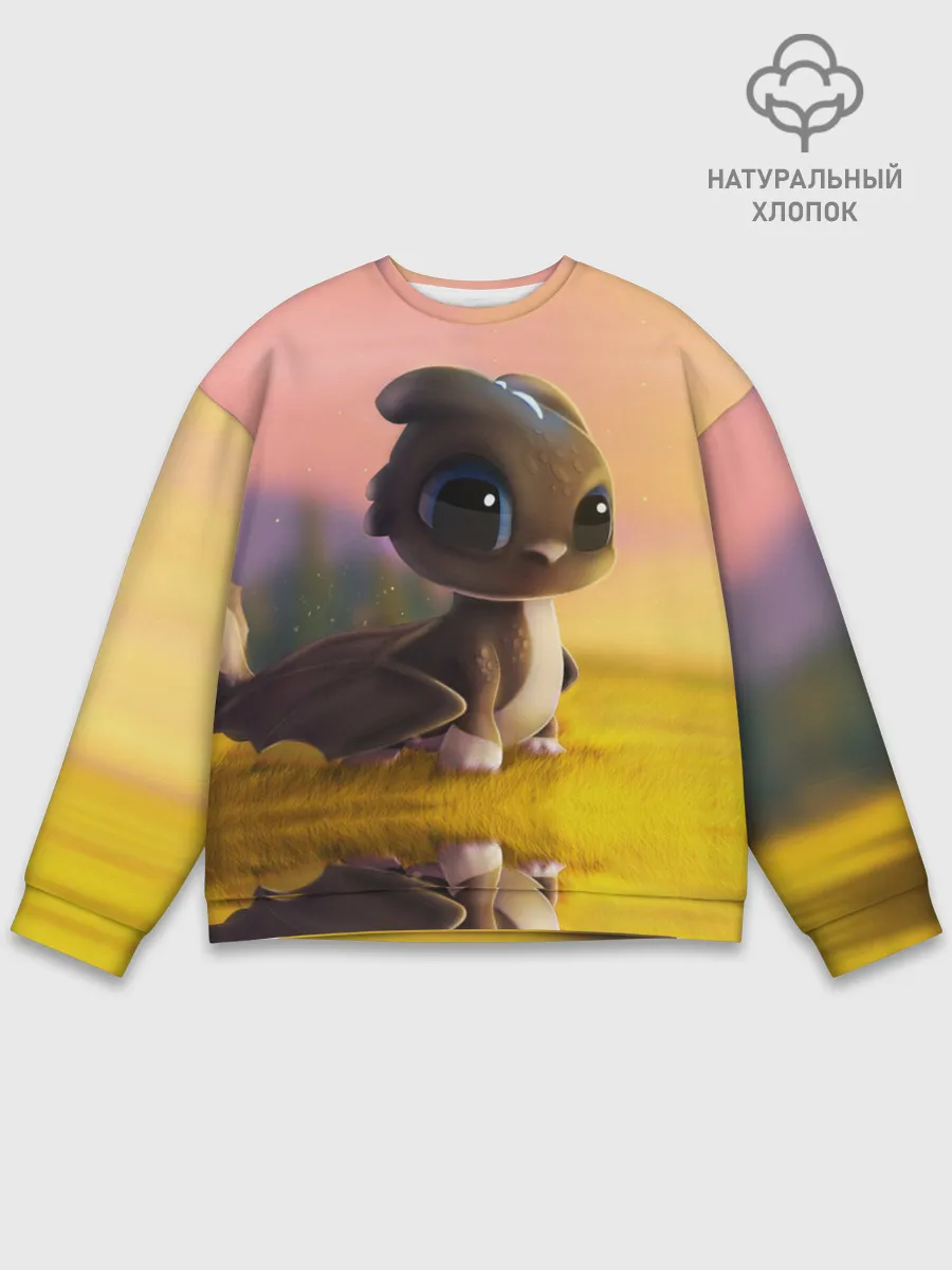 Мужской свитшот базовый / Дракончик на берегу озера