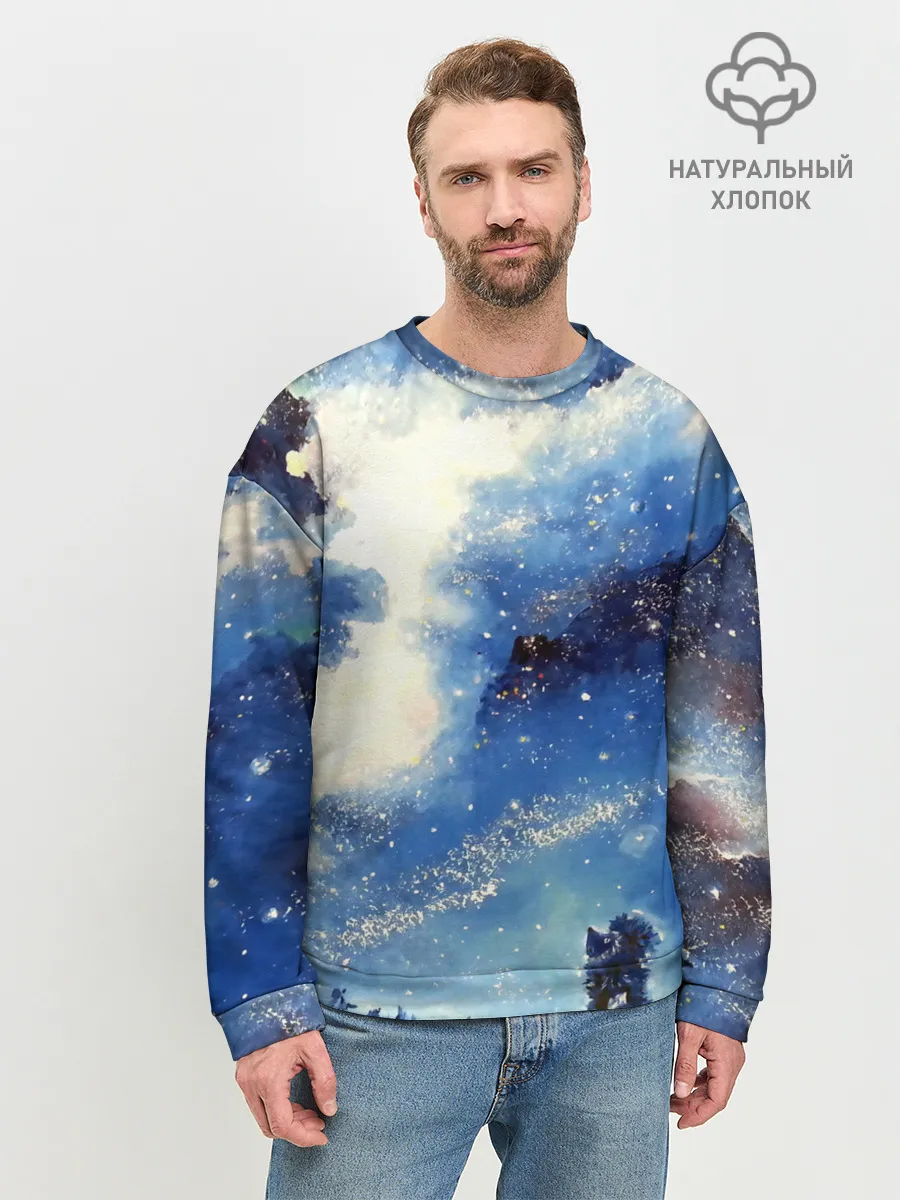 Мужской свитшот базовый / Ёжик в космосе