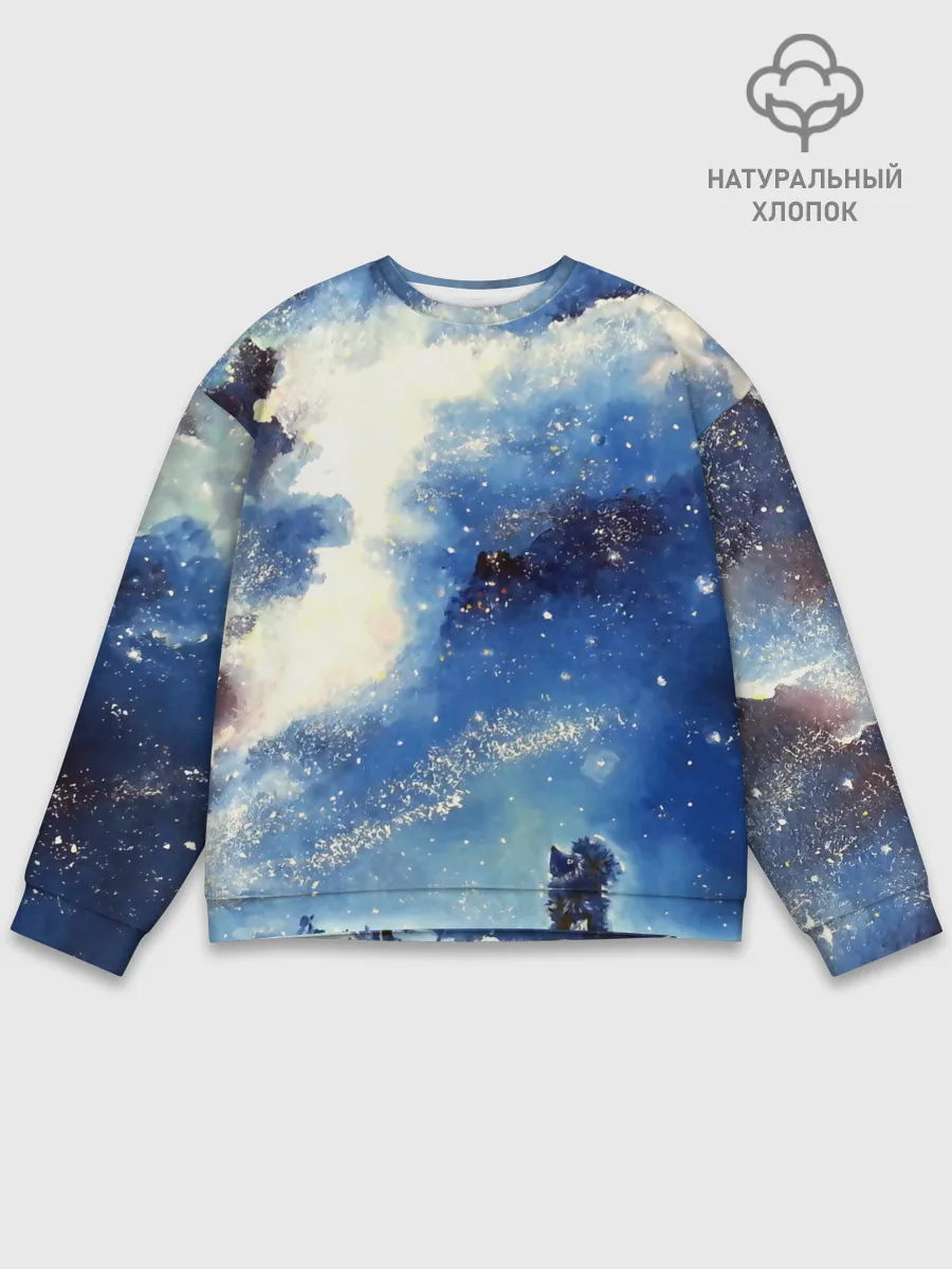 Мужской свитшот базовый / Ёжик в космосе