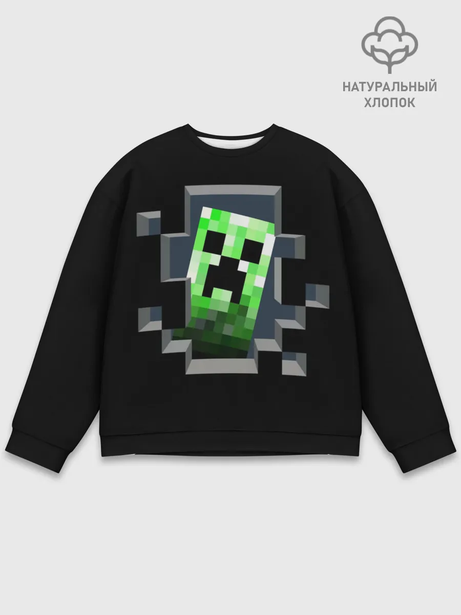 Мужской свитшот базовый / Майнкрафт, Крипер
