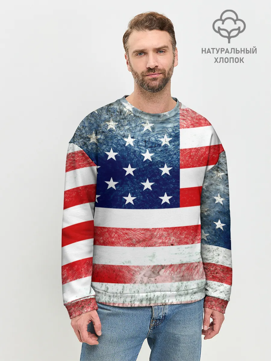 Мужской свитшот базовый / Америка Флаг