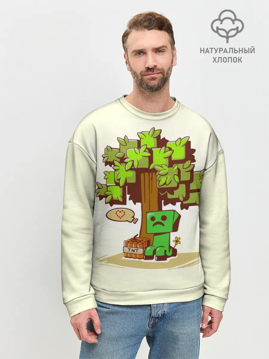 Мужской свитшот базовый / Майнкрафт, Крипер