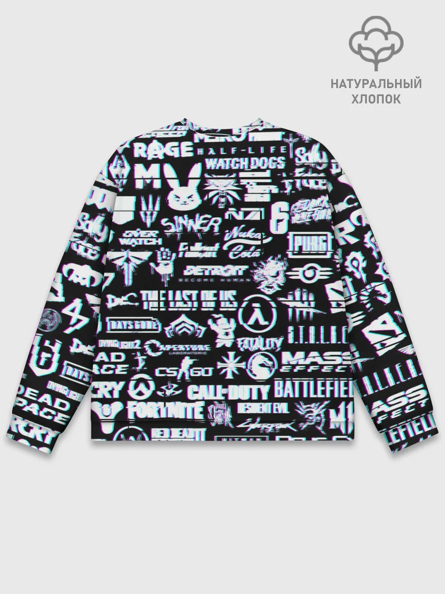 Мужской свитшот базовый / ЛОГОТИПЫ ИГР GLITCH | ГЛИТЧ