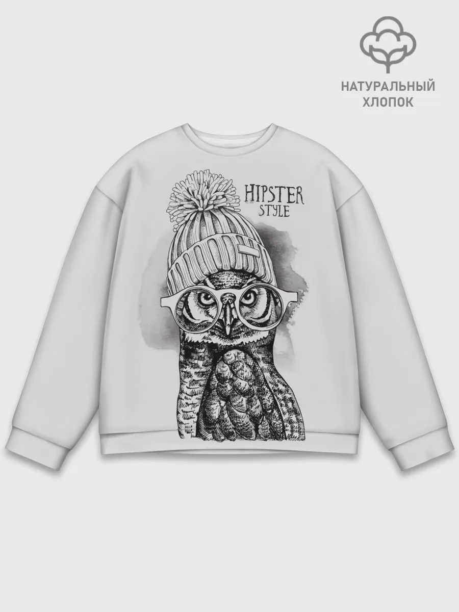 Мужской свитшот базовый / Хипстер сова